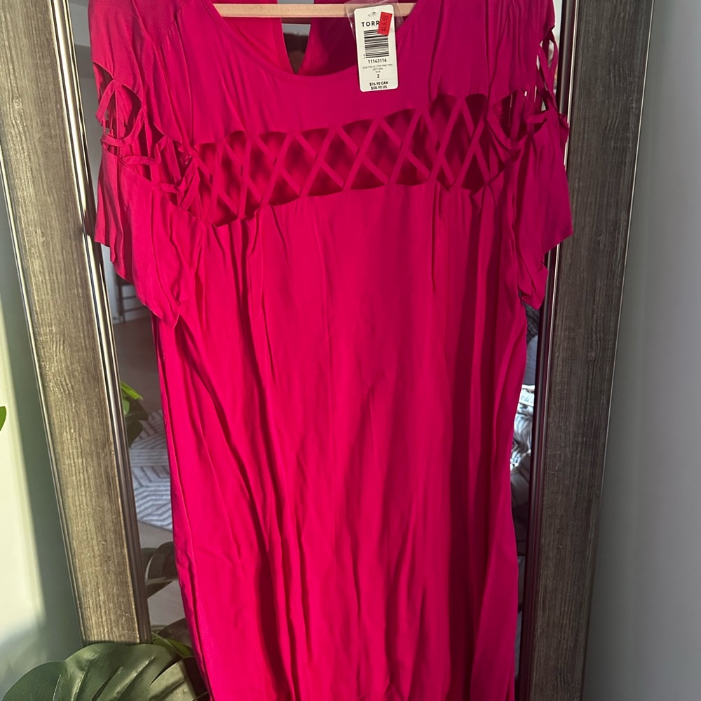 Torrid Fuchsia Dress with Lattice Design